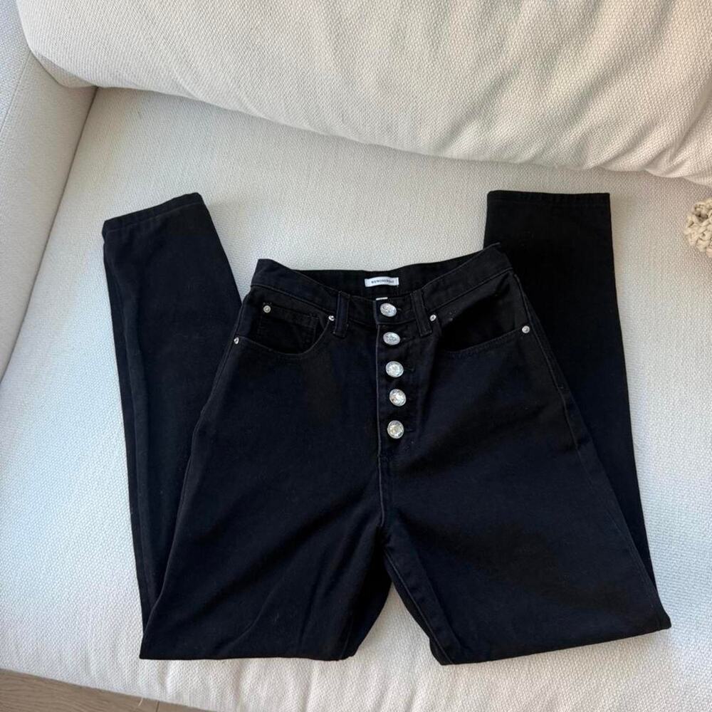 We wore what black rhinstone button jeans